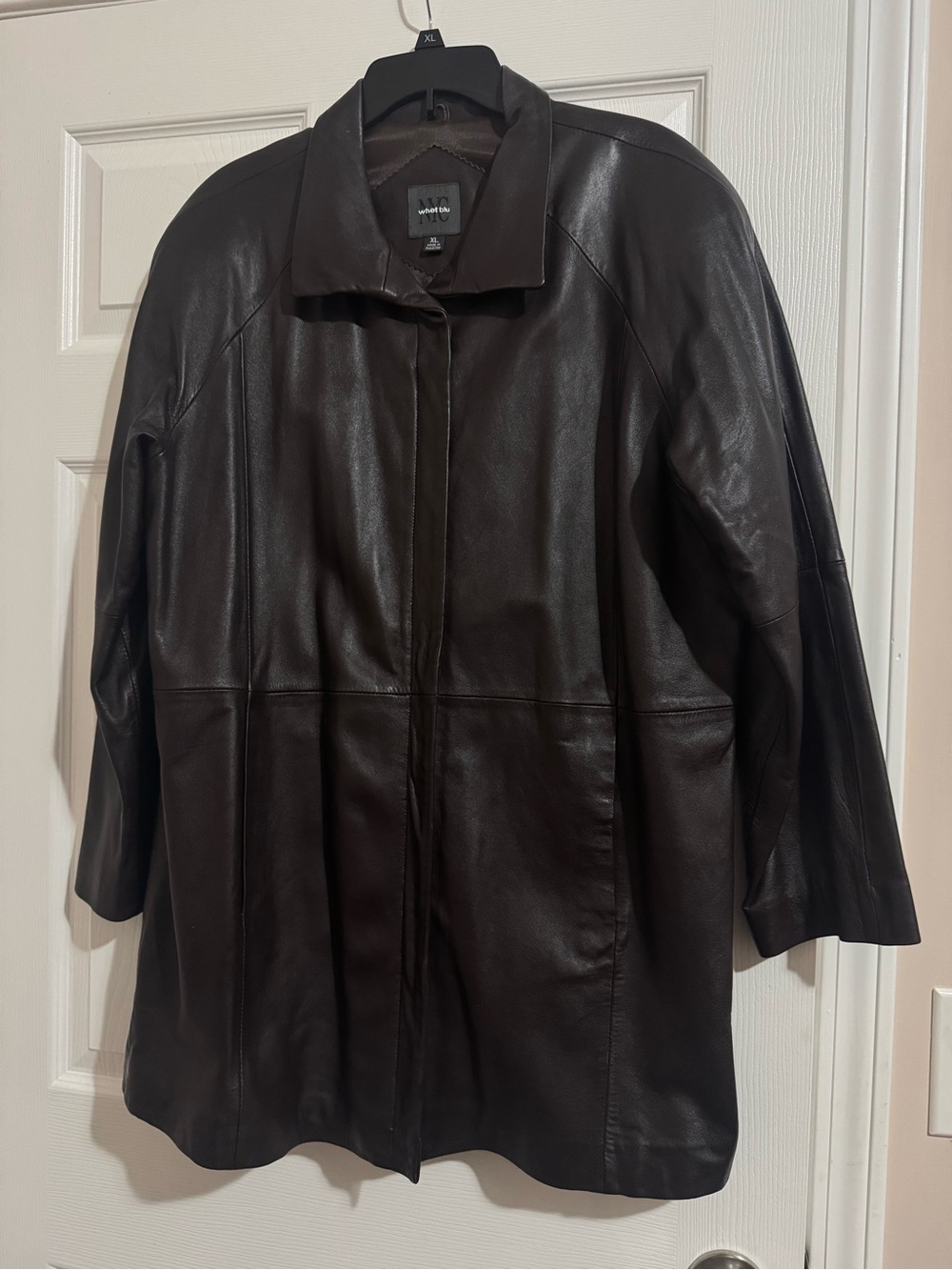 Whet Blu Woman’s Black Leather Trench Coat